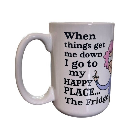 Aunty Acid Happy Place The Fridge White Ceramic Coffee Mug 15 Ounce - Picture 3 of 5